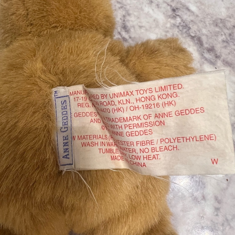 Vintage Anne Geddes Baby Doll Bear Costume Plush Unimax Toys 1990s - Picture 3 of 8